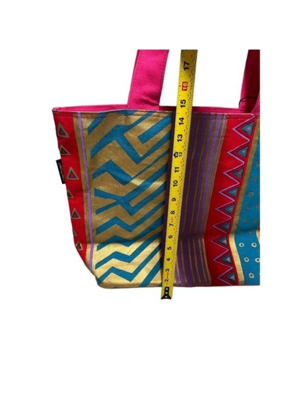 Laurel Burch Cat Geometric Large Shoulder Tote Bag Beaded Inner Pockets EUC - Picture 8 of 12